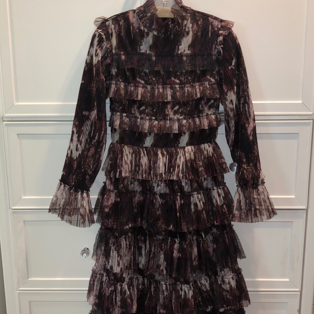 Ruffle Tulle Modest Midi Dress